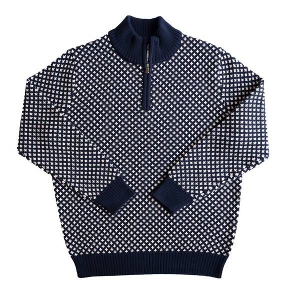 NEW LONG WHARF SUPPLY CO. men's edgartown seawell quarter zip sweater in navy